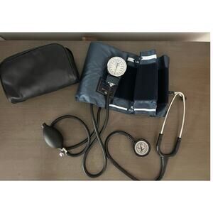 Littmann Stethoscope Black + MABIS Aneroid Sphygmomanometer Adult Cuff Carry Bag